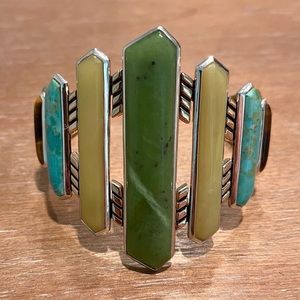 Barse NWOT sterling silver/bronze cuff bracelet genuine turquoise multi stones